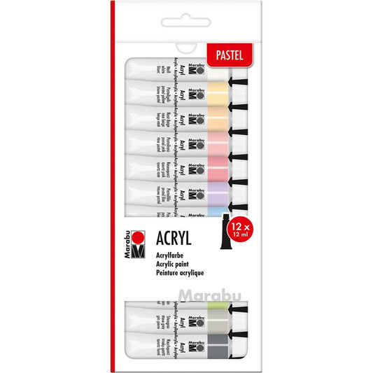 Acrylic paint set 12x12ml Marabu - Pastel shades