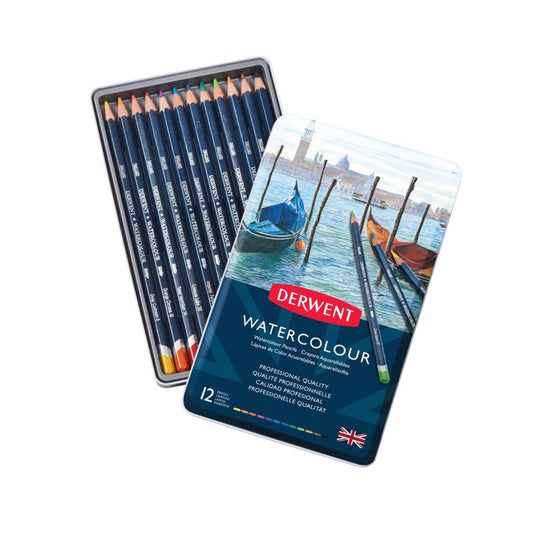 Derwent 12-piece wooden crayons - Watercolor pencils
