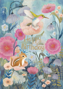 2-part card Roger la Borde - Dreamland squirrel and bird, Happy Birthday