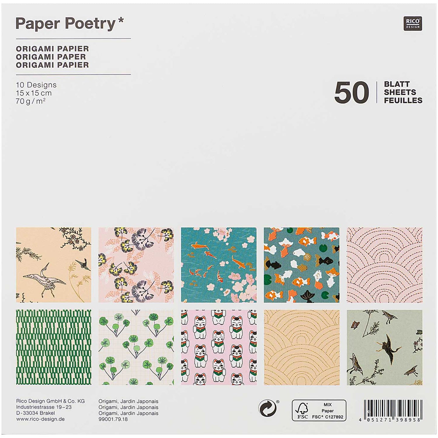 Origami paper, 50 pcs Rico Design - Jardin Japona