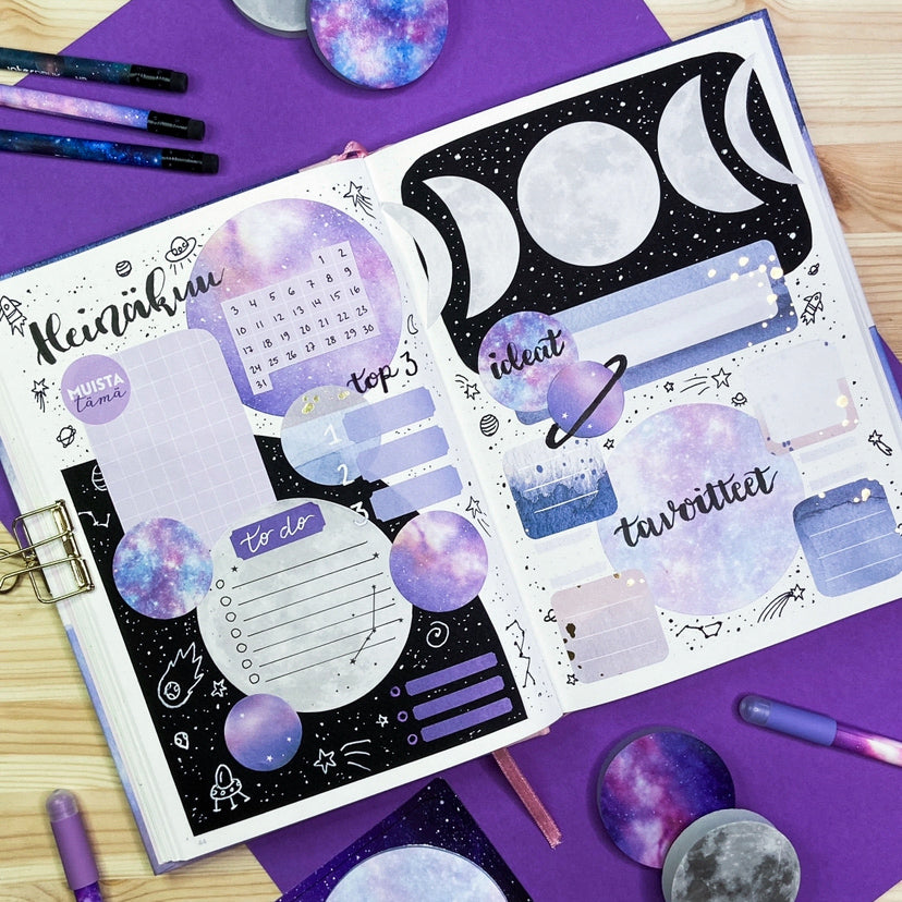 Notepads Galaxy - Purple and Full Moon