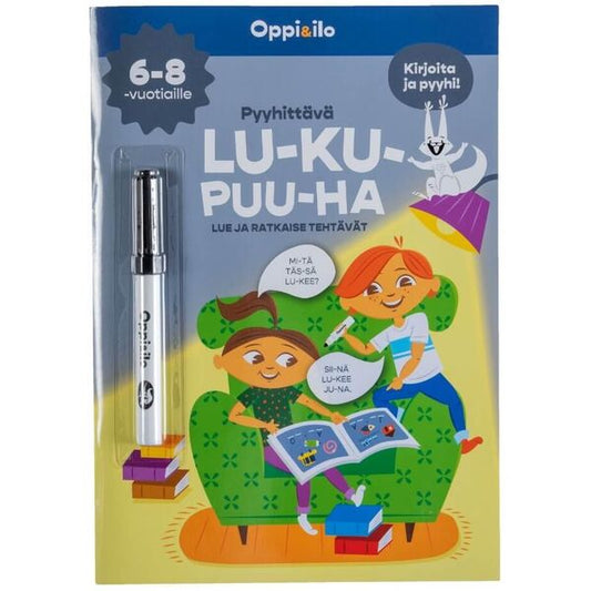 Pyyhittävä puuhakirja Oppi&ilo  - Lukupuuha 6-8 v.