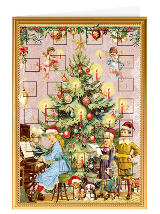 Christmas calendar card Quire - Christmas tree and children