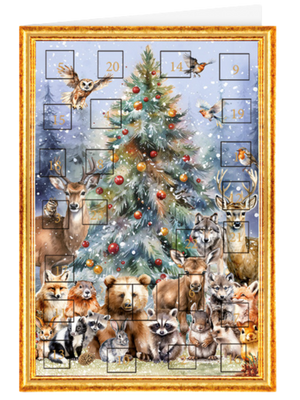 Christmas calendar card Quire - Christmas tree and animals