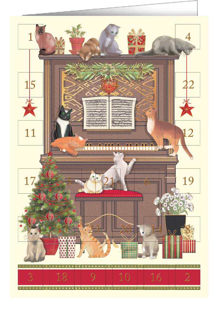 Christmas calendar card Quire - Cats and piano