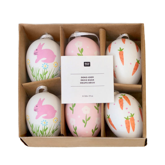 Easter egg 6 pcs Rico Design - White & Pink