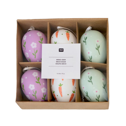 Easter egg 6 pcs Rico Design - Purple, White & Green