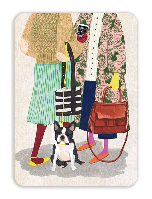 Postcard Johanna Ilander - Friends, dog and coffee