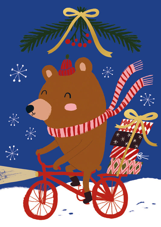 Christmas card Mira Mallius - Biking bear