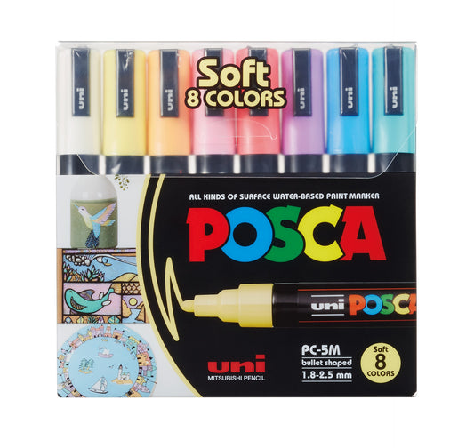 Tussit POSCA Uni Marker 8 kpl PC-5M 1,8-2,5mm - pastellivärit
