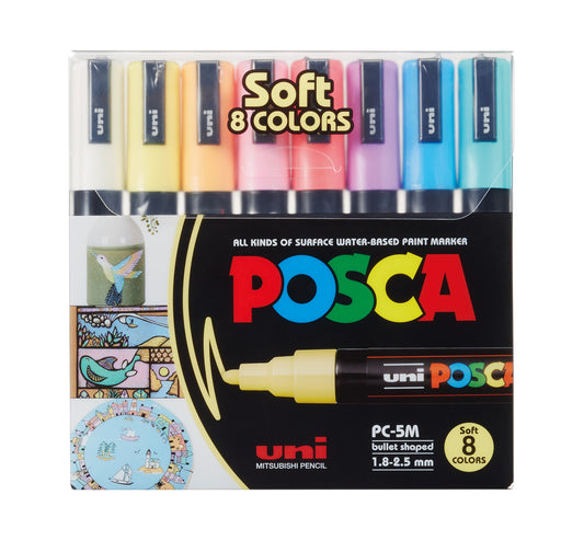 Paint markers 8 pcs Posca PC-5M - Pastel colors
