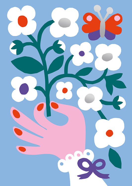 2-part card Leena Kisonen - Flowers and butterfly