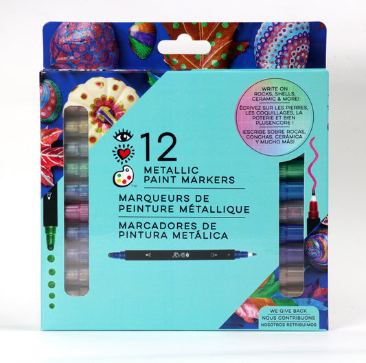 Acrylic Marker Set Double-ended iHeart 12 pcs - Metallic