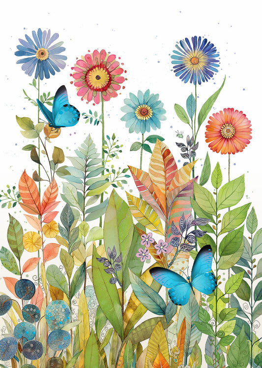 2-piece card Bug Art - Butterfly Flowers