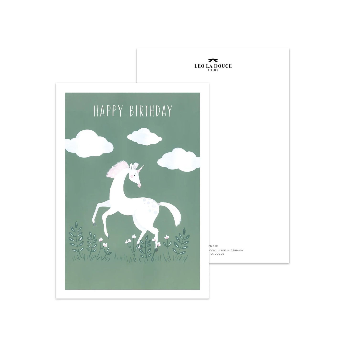 Postcard Leo la Douce - Happy Birthday Unicorn