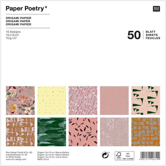 Origamipaperi, 50 kpl cm Rico Design - Nature Matters