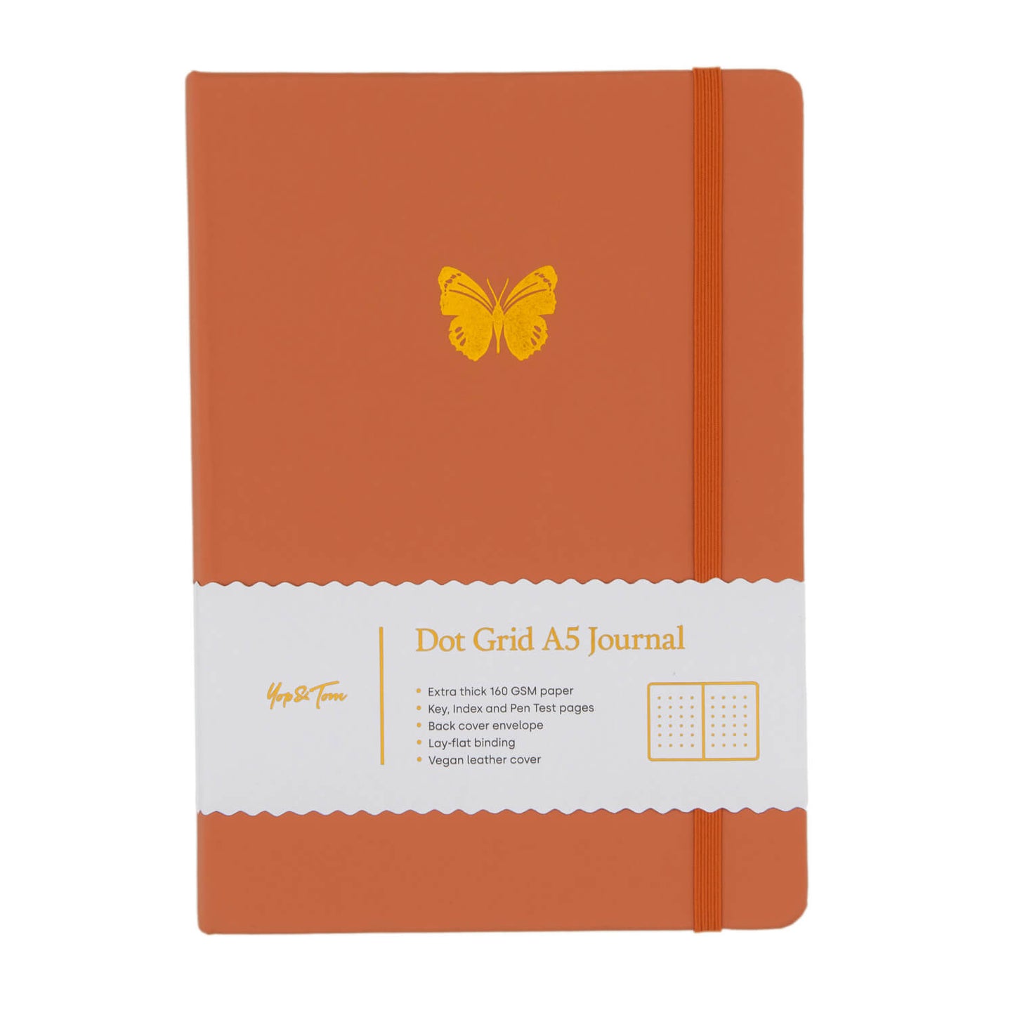 Dotted notebook A5 Yop & Tom - Butterfly, Burnt Orange