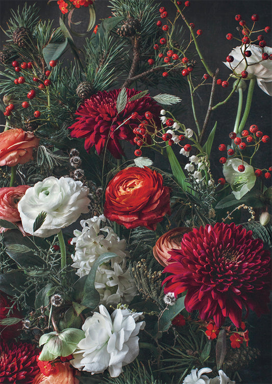 Christmas card Kreetta Järvenpää - Red flowers and berries