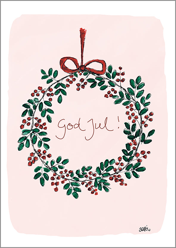 Joulukortti Sari's Artwork - God jul, Kranssi