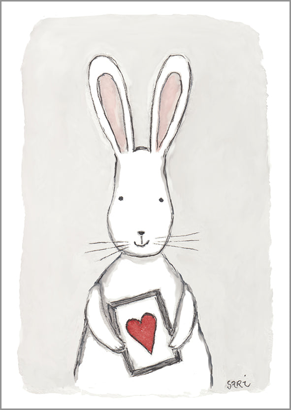 Postcard Sari's Artwork - Bunny and heart