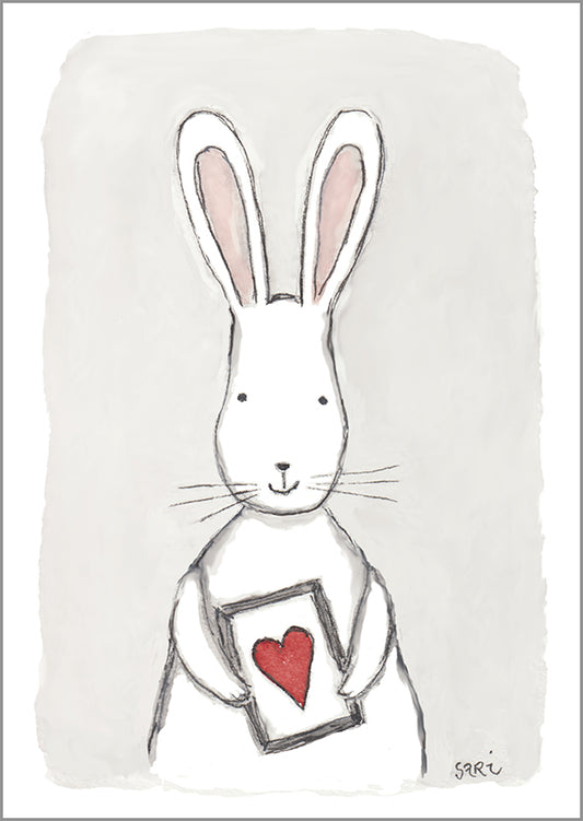 Postcard Sari's Artwork - Bunny and heart