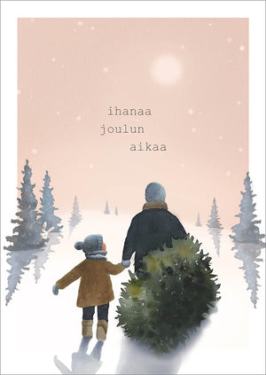 2-osainen joulukortti Henna Adel - Kuusen haku