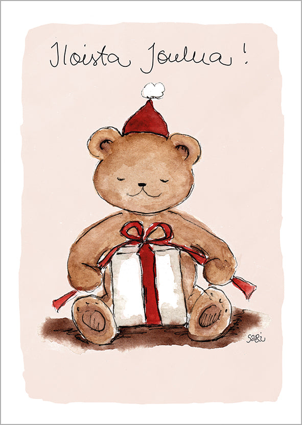 Christmas card Sari's Artwork - "Merry Christmas!" Teddy