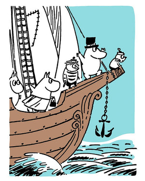 2-part card letterpress Moomin - Moomin family on a ship