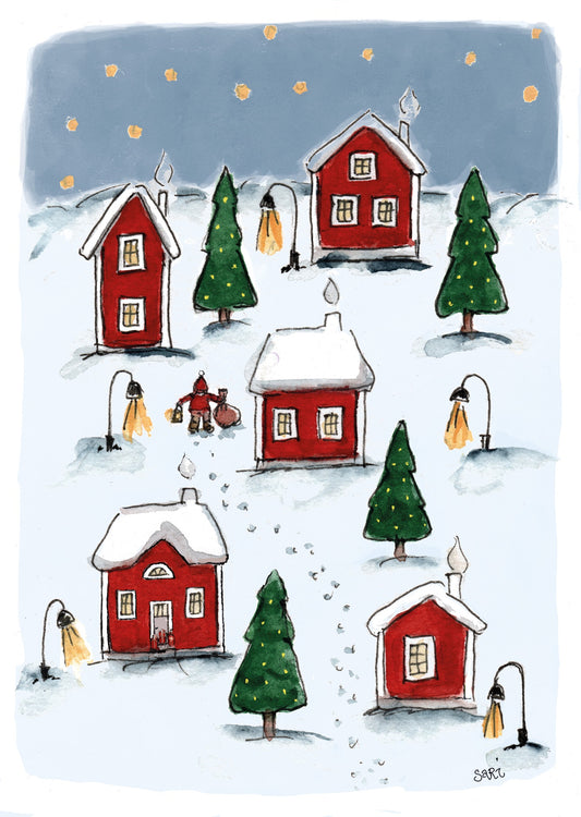 2-part Christmas card Sari's Artwork - Elf on Christmas night