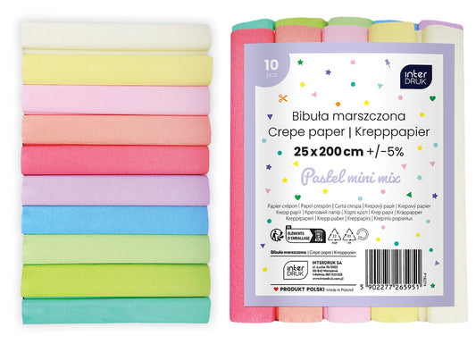 Crepe paper Interdruk - Mini Rolls Pastel color assortment