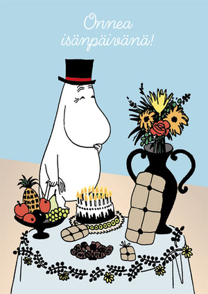 2-osainen kortti Muumi - Muumipappa ja lahjapöytä