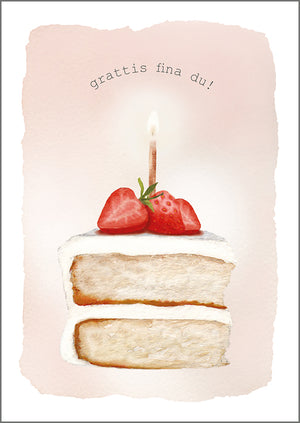 Postcard Henna Adel - Strawberry cake, Grattis fina du