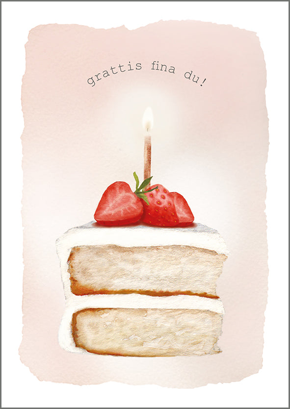 Postcard Henna Adel - Strawberry cake, Grattis fina du