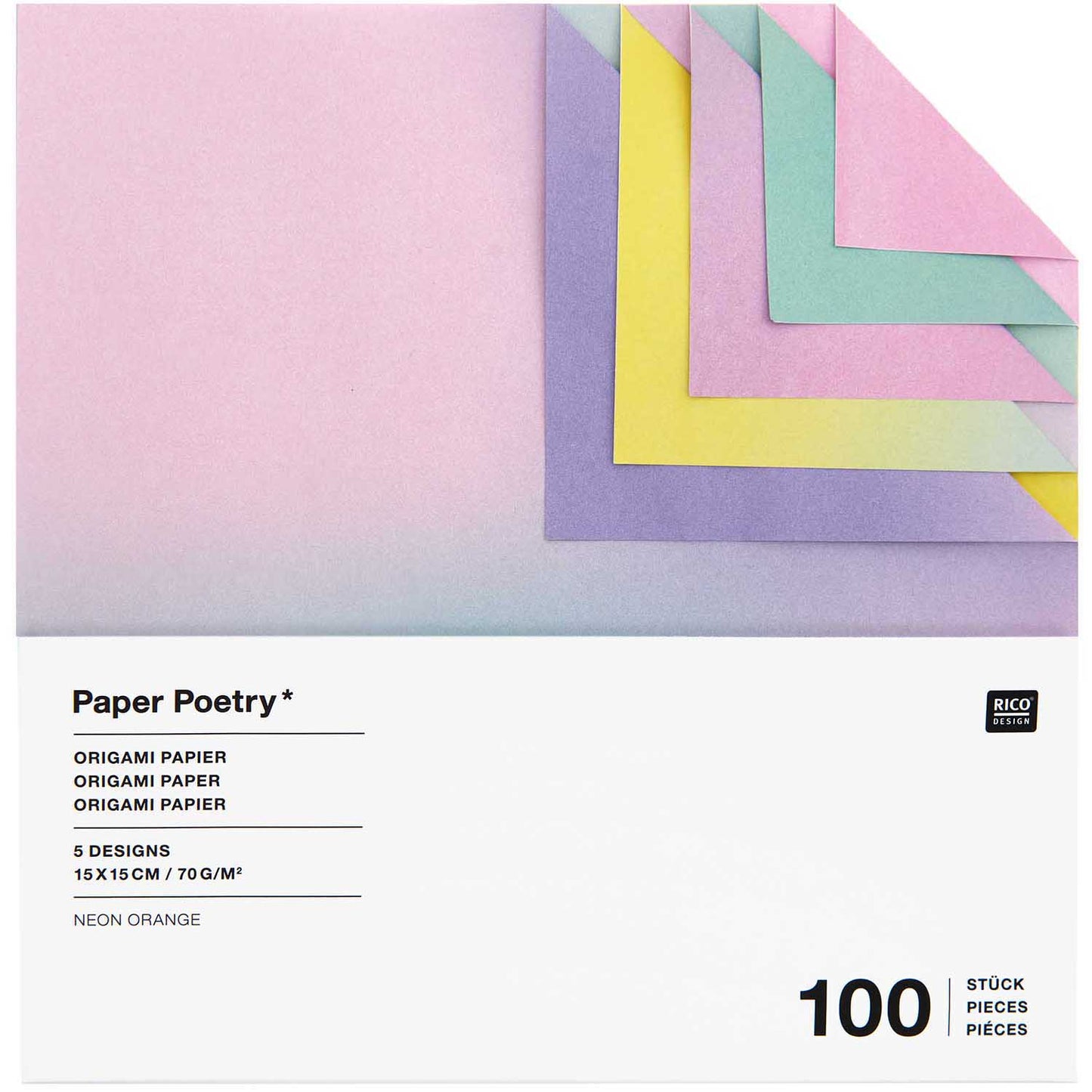 Origamipaperi, 100 kpl Rico Design - Blurry Gradient