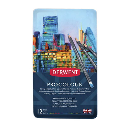 Wooden colored pencils 12 pcs Derwent - Procolour, Basic colors