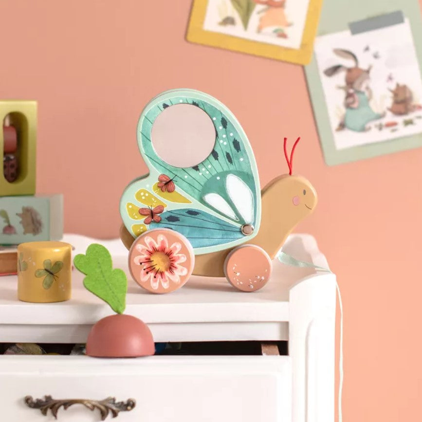 Baby toy Moulin Roty - Butterfly, pull-along