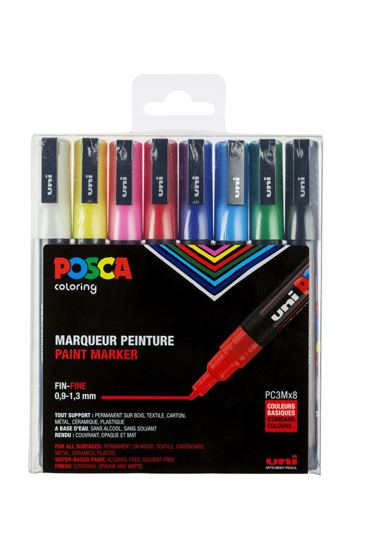 Markers POSCA Uni Marker 8 pcs PC-3M 0.9 -1.3mm - basic colors
