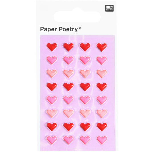 Tarrasetti Paper Poetry - Gel stickers Sydämet