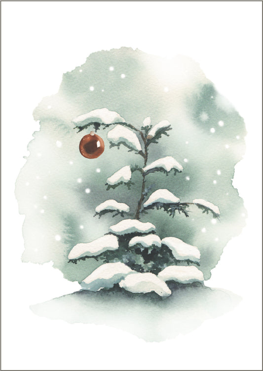 Christmas card Henna Adel - Snowy Christmas tree and Christmas ball