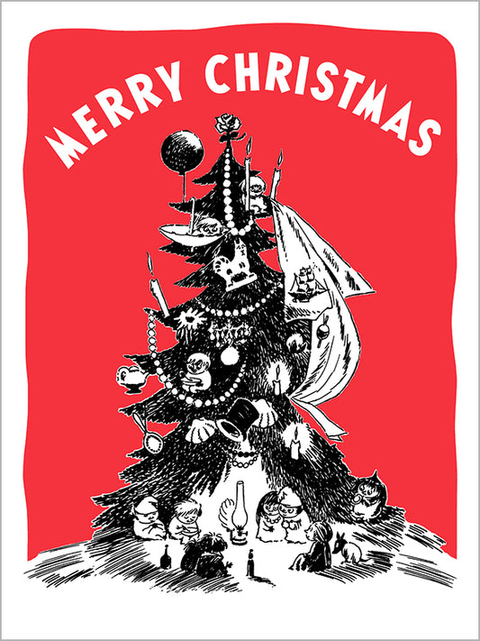 2-part Christmas card letterpress Moomin - Christmas tree