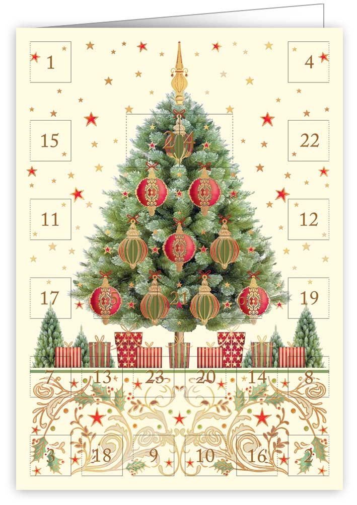 Christmas calendar card Quire - Christmas tree, square