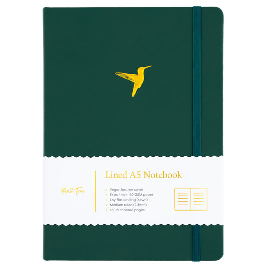 Notebook A5 Yop & Tom - Hummingbird, Forest Green
