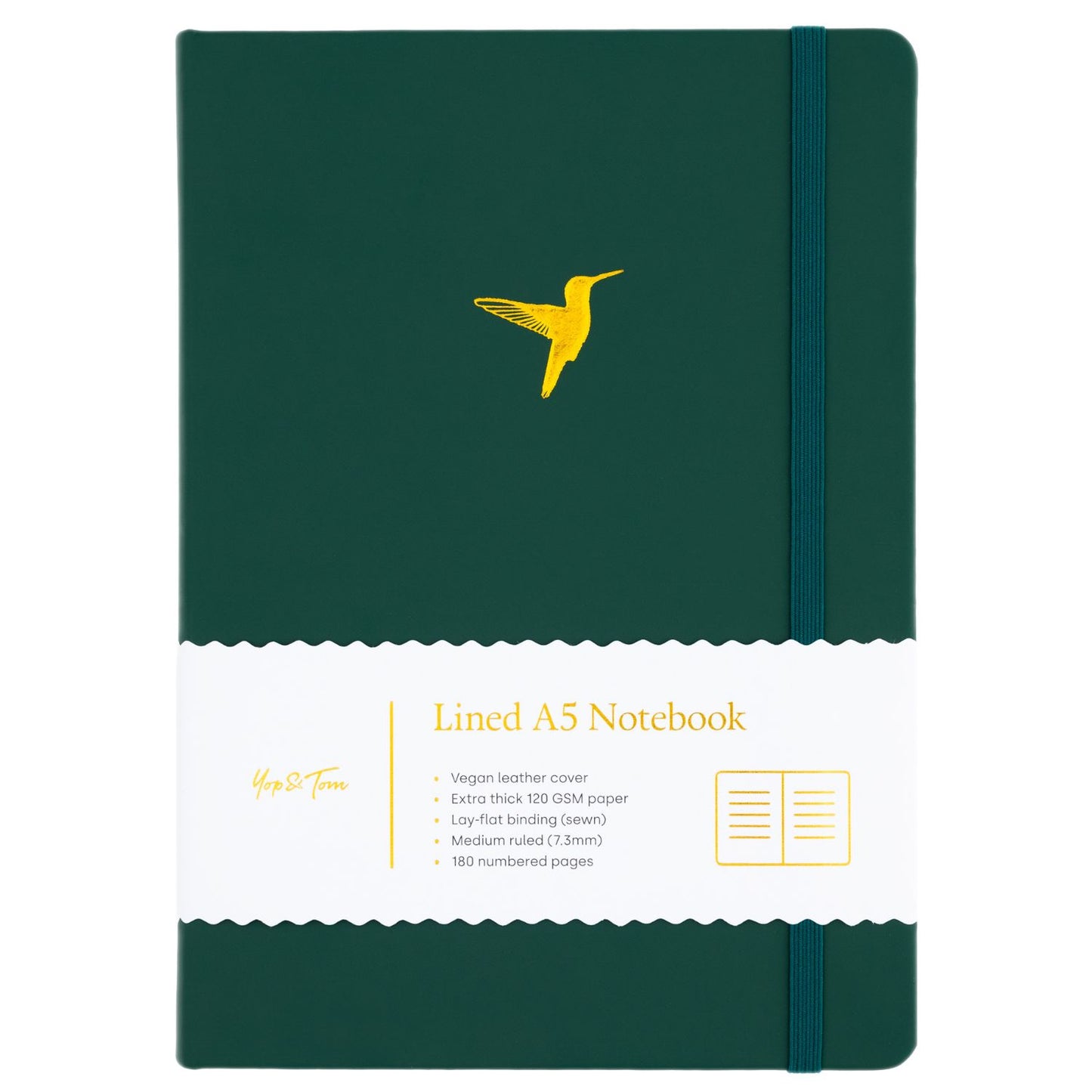 Notebook A5 Yop & Tom - Hummingbird, Forest Green