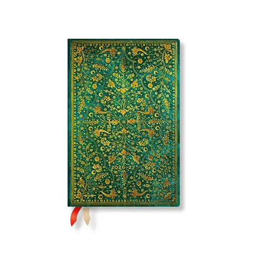 Academic Year Planner Mini 2026-2027 Paperblanks 18-Month - Emerald Flower, Horizontal