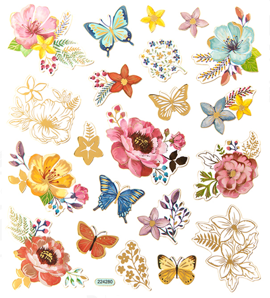 Sticker sheet DPC - Flowers and butterflies II