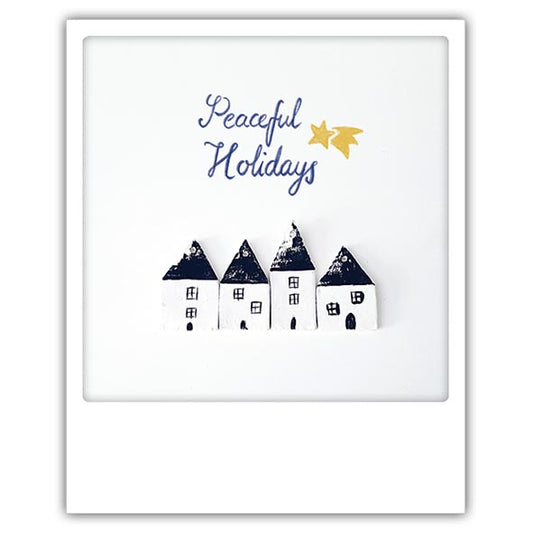 Joulukortti Pickmotion - Peaceful holidays shooting star, tähdenlento ja talot