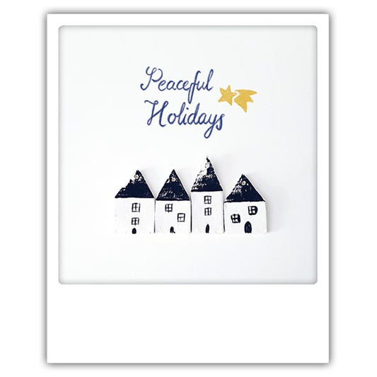 Christmas card Pickmotion - Peaceful holidays shooting star, shooting star and houses