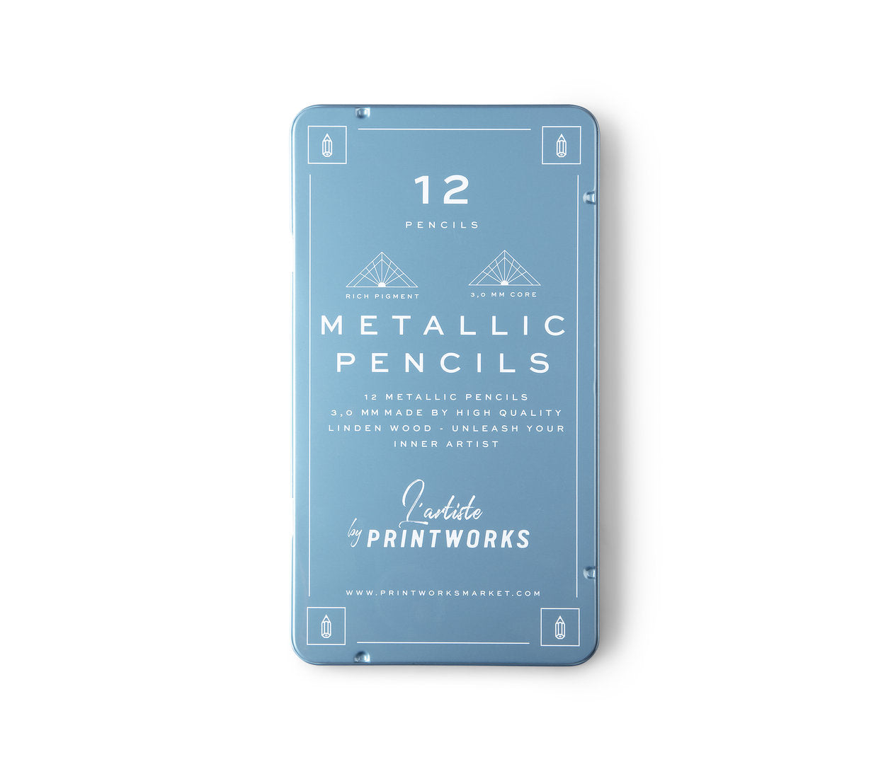Printworks kynäsetti - 12 kpl metallivärit