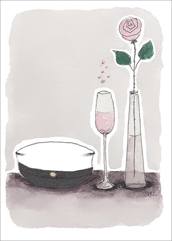 2-osainen kortti Sari's Artwork - Yo-lakki ja ruusu