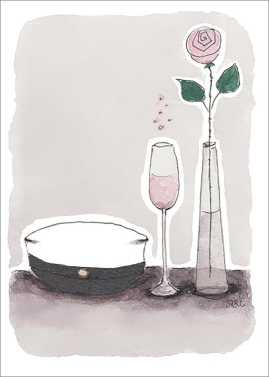 2-osainen kortti Sari's Artwork - Yo-lakki ja ruusu